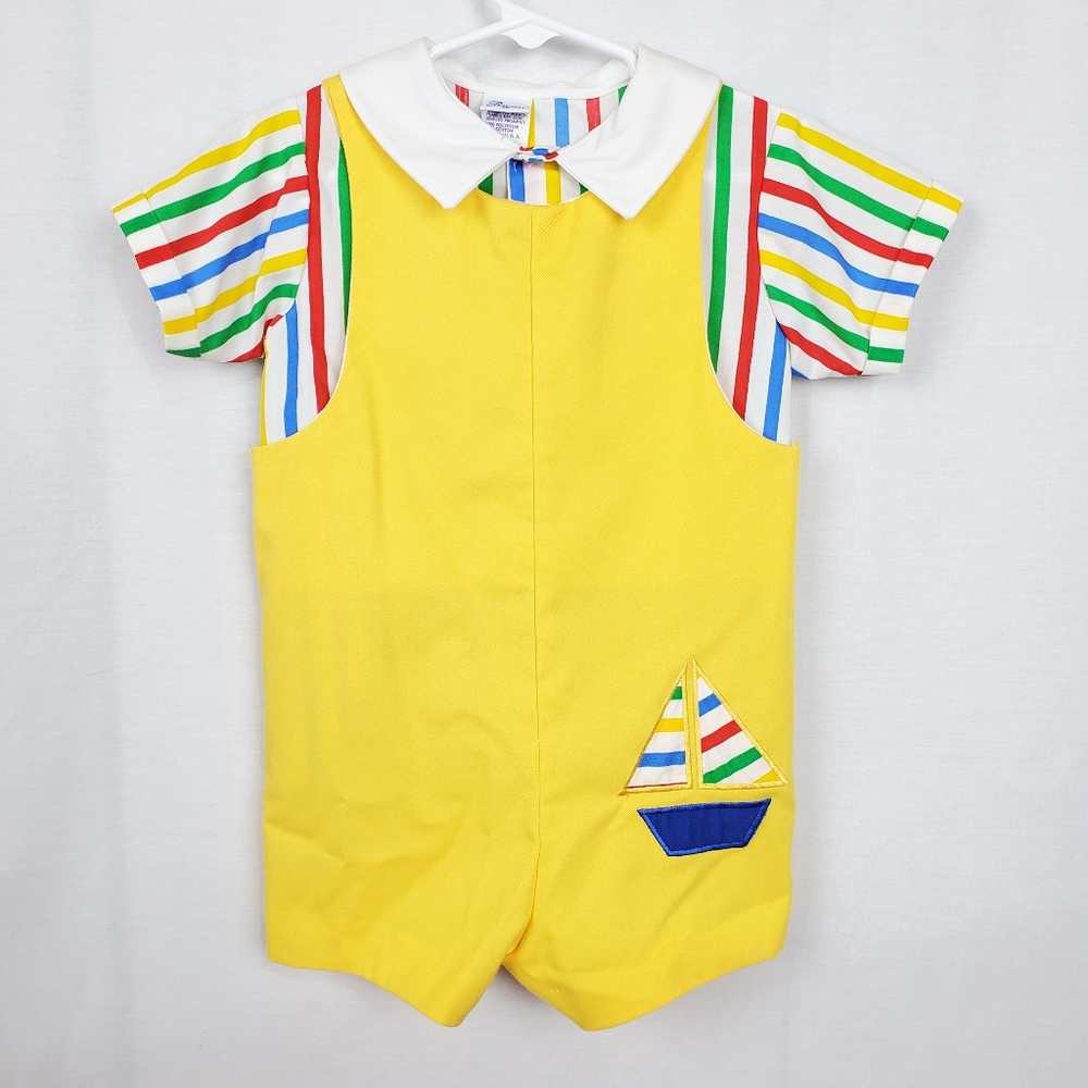 VTG Bryan boys 4T Sailboat playdate romper shirt
